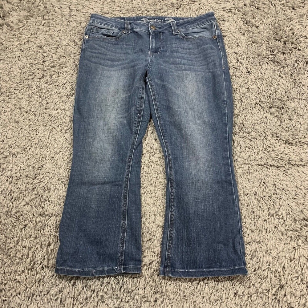 Vintage Seven7 Womens Bootcut Jeans Size‎ 12 Embroidered Pockets Stretch Denim